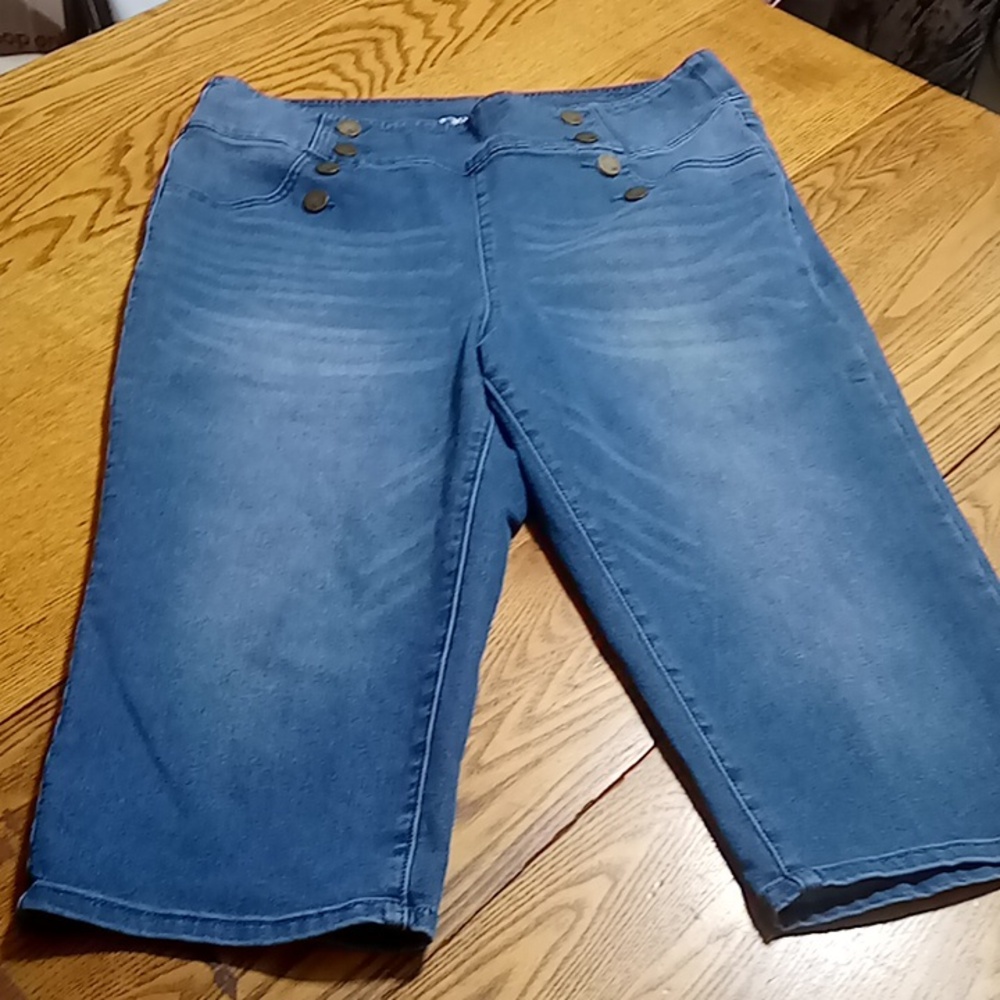 DG2 DIANE GILMAN Jeans Womens XL BLUE CAPRI ? Preowned Chic Summer Spring Used
